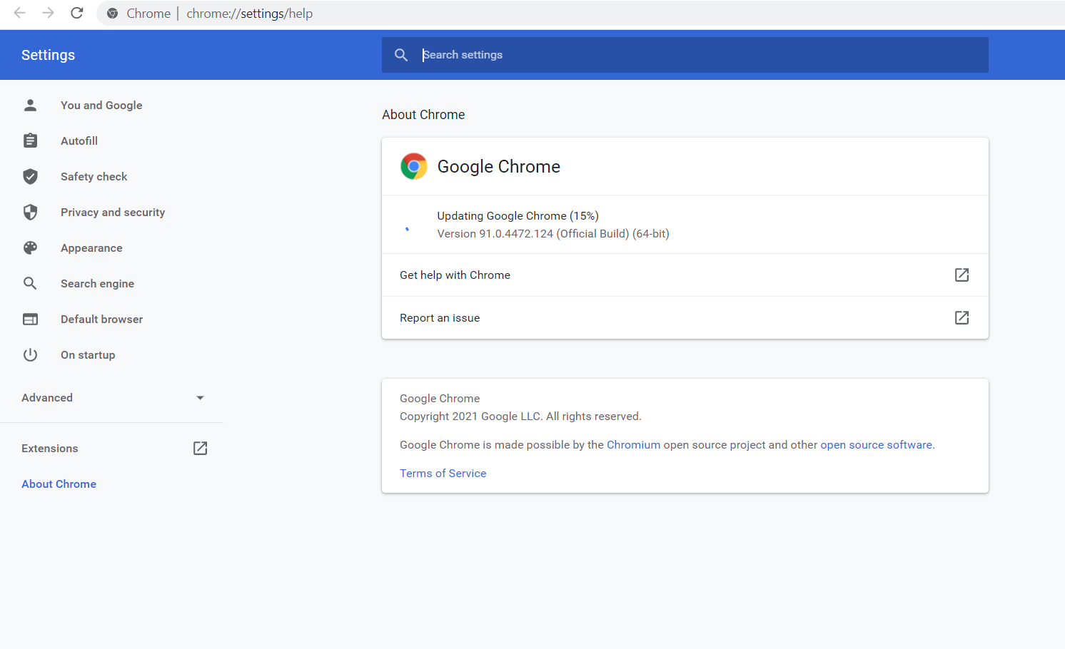 Google Chrome Update-91