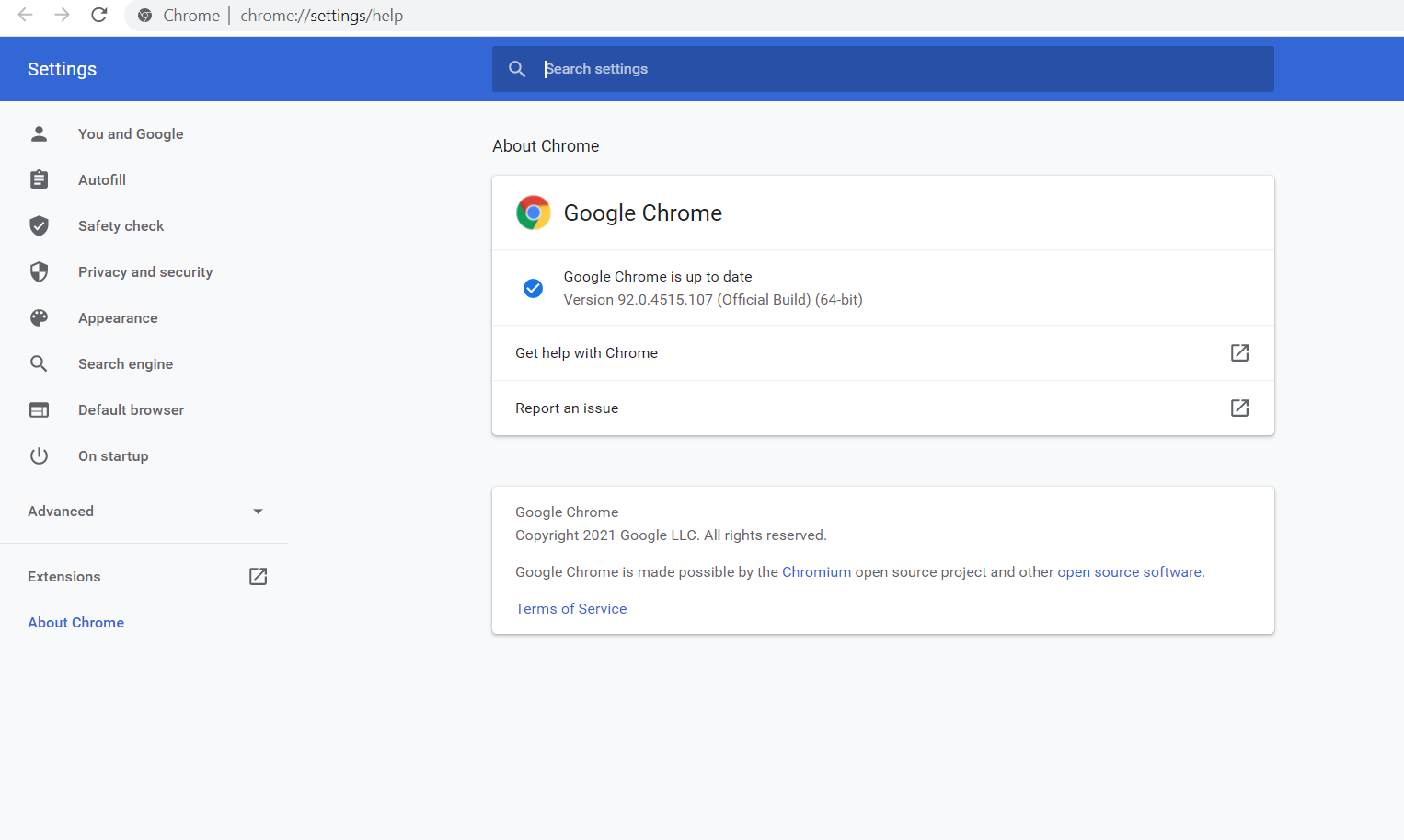 Google Chrome Update-92