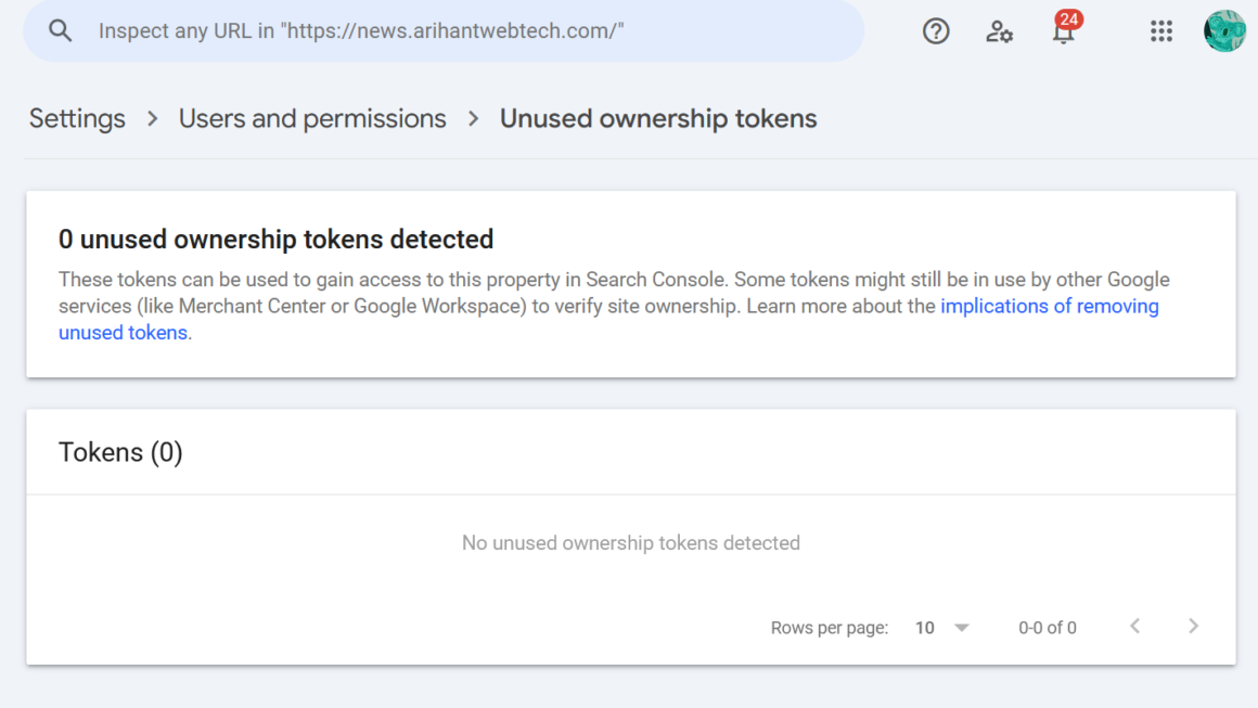 Google Search Console security update- Improves the management of ownership tokens